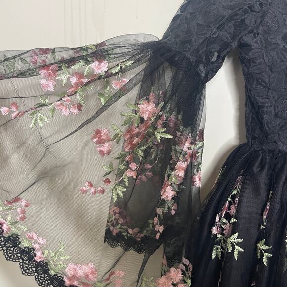 Chasing Fireflies black pink floral corset fairy dress sz 12 - Picture 6 of 8